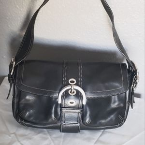 Black Leather Soho Coach Shoulder Bag